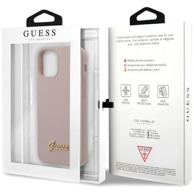 11. Guess GUHCP12SLSLMGLP iPhone 12 mini 5.4" Hellrosa/Hellrosa Hardcase Silikonschrift Gold Logo