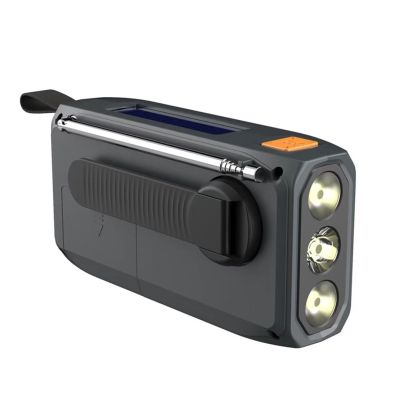 3. Extralink Bluetooth-Solarradio mit Kurbeldynamo-Powerbank (4000 mAh) und SOS-Taschenlampe BT-4000, tragbar, analog und digital, Schwarz/Orange