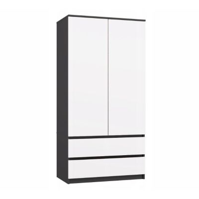MALWA KLEIDERSCHRANK SS-90 ANTHRAZIT / WEISS SET