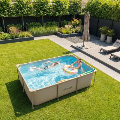 6. VIRTUFIT Rechteckiges Schwimmbecken 260 x 180 cm mit Filterpumpe Beige