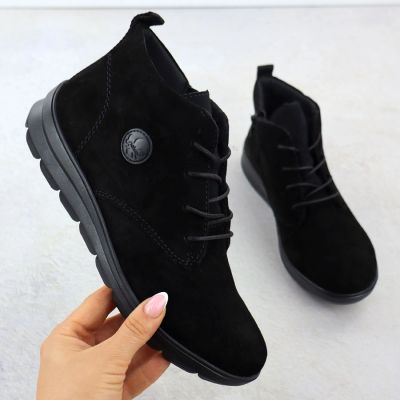 9. Damen-Lederstiefeletten aus schwarzem Veloursleder Rieker Z0022-00