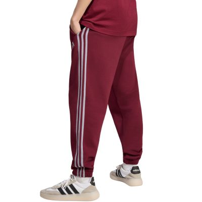 3. adidas Essentials 3-Streifen Fleecehose für Herren, schmal zulaufende Bündchen, burgunderrot, KY4134