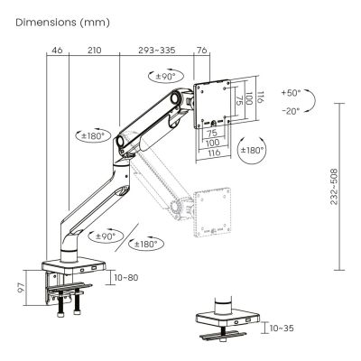 5. Digitus Einzelmonitorhalterung, 49", 20 kg