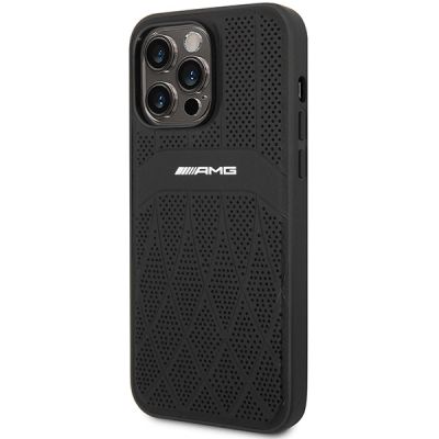2. AMG AMHMP14XOSDBK iPhone 14 Pro Max 6,7" schwarz/schwarzes Hardcase Leder gebogene Linien MagSafe