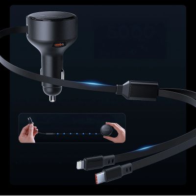 5. Autoladegerät ORICO Dual Stretch 60 W Split Extension mit zwei ausziehbaren Kabeln