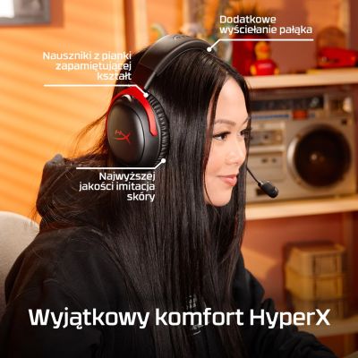 53. HyperX Cloud III Wireless – Kabelloses Gaming-Headset (Schwarz und Rot)