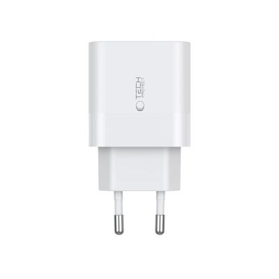 4. Tech-Protect C20W 2x USB-C PD 20W Netzwerkladegerät mit USB-C/USB-C-Kabel – Weiß