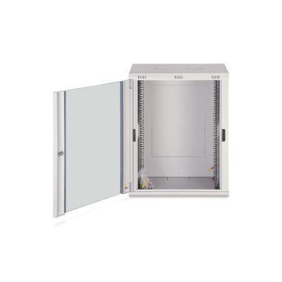 5. Digitus DYNAmic 19" 16HE Wand-Netzwerkschrank 600x450 mm, Glastür, grau, ungeteilt, montiert, 60 kg