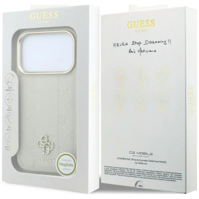 8. Guess Peony 4G MagSafe-Hülle mit kleinem Logo für iPhone 17 Pro / 18 Pro – Beige