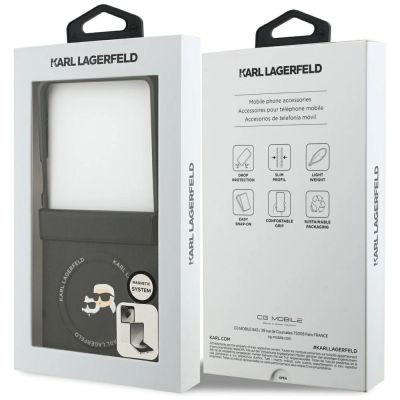 8. Karl Lagerfeld Karl&Choupette Pins MagSafe Hülle für Samsung Galaxy Z Flip 7 - Schwarz