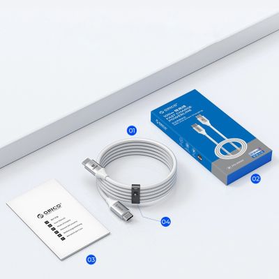 8. Orico CDX 60W 3A Power Delivery USB-C - USB-C 1m Kabel - Weiß