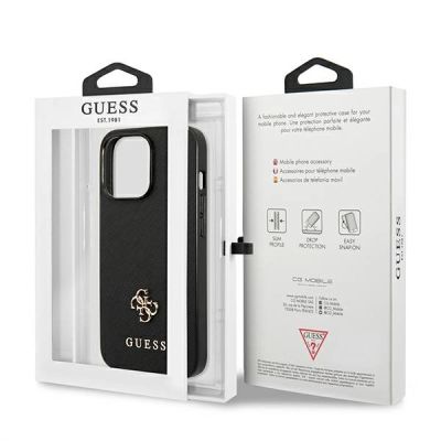 8. Guess Saffiano 4G Small Metal Logo Case für iPhone 13 Pro / 13 6.1" - Schwarz