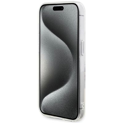 5. Guess IML Flowers Wreatch MagSafe Hülle für iPhone 15 Pro – transparent
