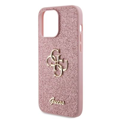 6. Guess GUHCP15LHG4SGP iPhone 15 Pro 6,1" rosa/rosa Hardcase Glitter Script Big 4G