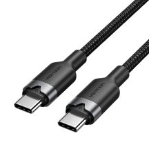 USB-C-zu-USB-C-Vention-Geflechtkabel, 3 A, 480 Mbit/s, 60 W PD, 2 m, Schwarz