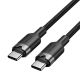 USB-C-zu-USB-C-Vention-Geflechtkabel, 3 A, 480 Mbit/s, 60 W PD, 2 m, Schwarz