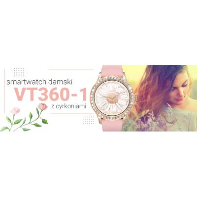 7. VELTORI VT360-1 Damen-Smartwatch, pinkes Silikonarmband
