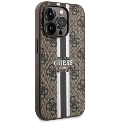 4. Guess GUHMP14LP4RPSW iPhone 14 Pro 6,1" braun/braunes Hardcase 4G bedruckte Streifen MagSafe