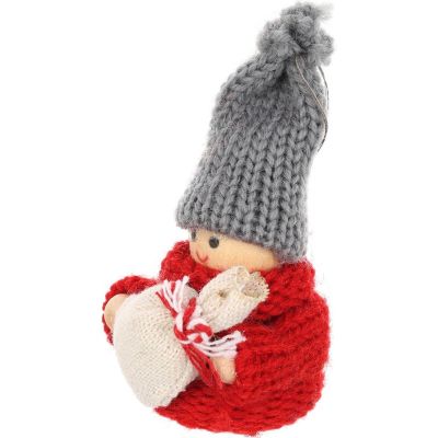 39. Dekorative Puppe mit Tasche, rotes Mädchen, 7,5 cm