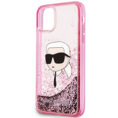 3. Karl Lagerfeld Glitzer Karl Head Hülle für iPhone 11/XR – Rosa