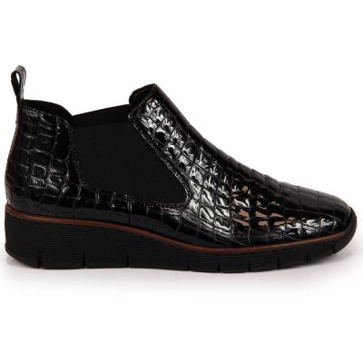 7. Rieker W R474 Schlangenleder Stiefeletten schwarz