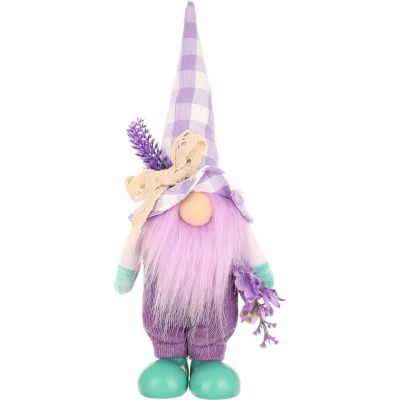 7. Gartenzwerg, 25 cm, mit lavendelfarbener Frühlingsdekoration