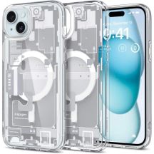 Spigen Ultra Hybrid Mag Case mit MagSafe für iPhone 15 Plus – Weiß (Zero One Pattern)