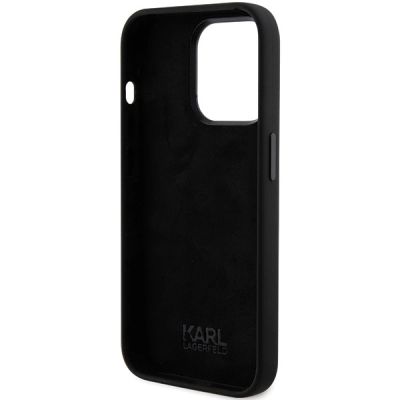 7. Karl Lagerfeld Silikon Karl&Choupette Head Hülle für iPhone 15 Pro Max – Schwarz