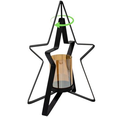 14. Metallkerzenständer 31,5 cm Stern Glimmer