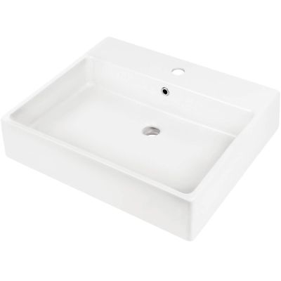 Keramik-Aufsatz-/Wandwaschbecken mit Armaturenplatz – 60 x 50 cm