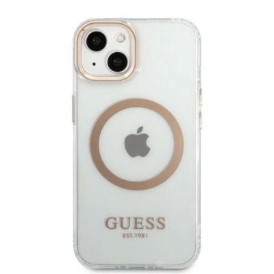 3. Guess GUHMP13MHTRMD iPhone 13 6.1 "Gold / Gold Hartschalenetui Metal Outline Magsafe