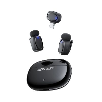 5. Acefast R2 Kabellose Lavalier-Mikrofone - Schwarz
