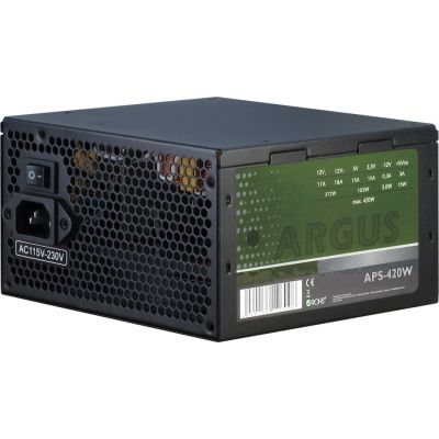 Inter-Tech Argus APS Netzteil – 420 W – 115–230 V – 47–63 Hz – +12V1, +12V2, +3,3V, +5V, +5Vsb, -12V – Aktiv – 103 W