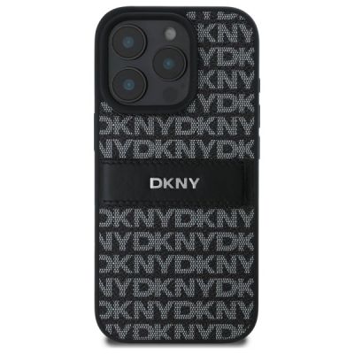 3. DKNY Texture Pattern Tonal Stripe Hülle für iPhone 16 Pro Max – Schwarz