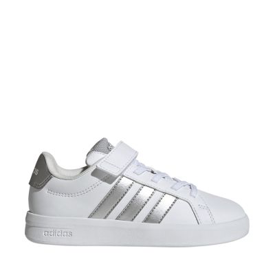 Adidas Grand Court 3.0 Kinderschuhe Weiß und Silber JP9368