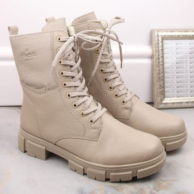 2. Rieker W RKR613 bequeme isolierte Lederstiefelette, beige