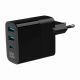 5. GEMBIRD 3-Port-GaN-USB-Schnellladegerät (PD) (2x USB-A + 1x USB Typ-C), 30 W, LCD, Schwarz