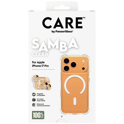 5. CARE by PanzerGlass Modisches Samba Case mit weißem MagSafe für iPhone 17 Pro - Transparent