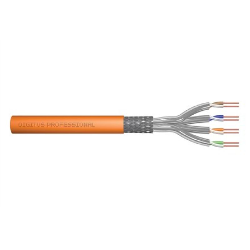 5. Digitus Cat.7 Installationskabel, S/FTP, DCA-S1A D1 A1, AWG 23/1, LSOH, 1000 m, Orange, auf Rolle