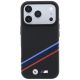 3. BMW M Quadrille Kevlar-Print, dreifarbige Linien & Metalllogo, MagSafe-Hülle für iPhone 18 Pro / 17 Pro – Schwarz