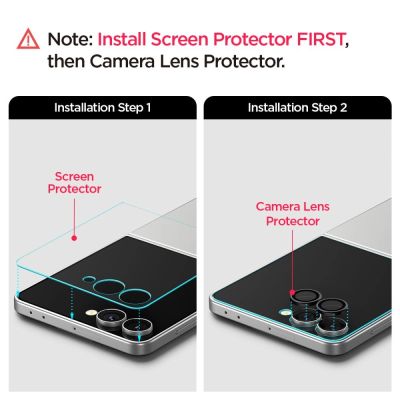 7. Spigen Optik Pro HD Glas.TR EZ Fit 2er-Pack Kameraschutz für Samsung Galaxy Z Flip 7 - Schwarz