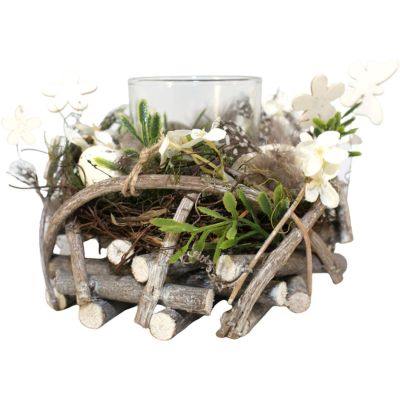 6. Dekorativer Federkerzenhalter 16 cm für Teelichter