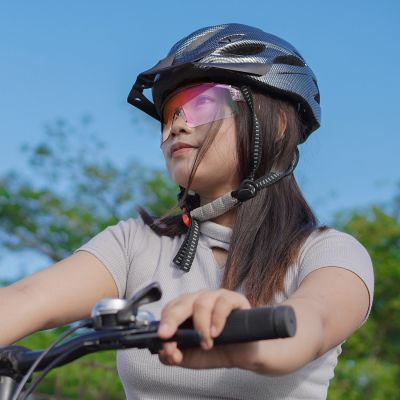 3. Rockbros Radsportbrille Photochrom, mit UV-Schutz und Korrektureinsatz, Klar - Lila