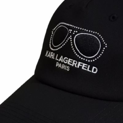 6. Karl Lagerfeld Paris Kappe mit Riemenverschluss, Brille, Schwarz - L5WH7946 blk