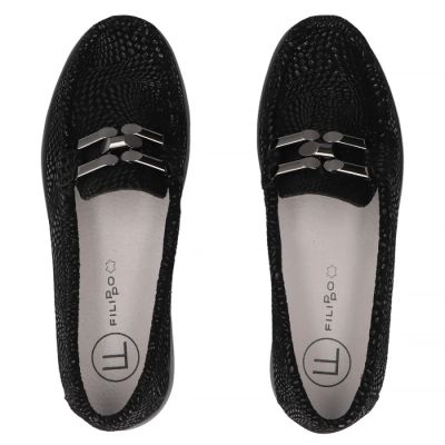 4. Schwarze Damen-Plateau-Loafer aus Leder, Filippo DP7652