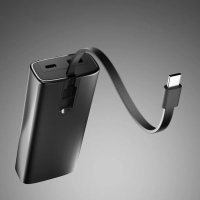 5. SBS 10000 mAh PD 20 W Powerbank mit LCD-Display und integriertem USB-C-Kabel - Grau