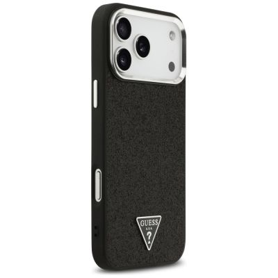 4. Guess Glitter Triangle Logo MagSafe Case für iPhone 17 Pro Max - Schwarz