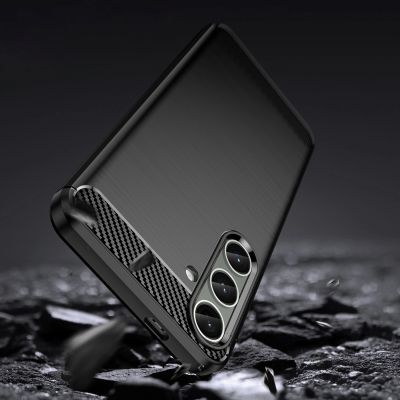9. Hülle für Carbon Case Samsung Galaxy S24+ flexible Silikon-Carbon-Hülle - Schwarz