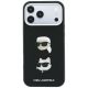 3. Karl Lagerfeld Saffiano Hülle mit Karl & Choupette Köpfen Pins & Logo für iPhone 18 Pro Max / 17 Pro Max - Schwarz