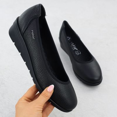 2. Rieker L5360-00 Damen-Slipper aus schwarzem Leder